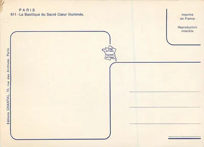 Parigi - La Basilica del Sacro Cuore illuminata — Edizioni Chantal, n° 611 — Verso