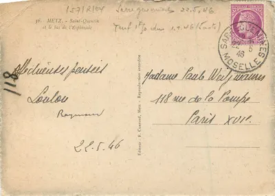 Saint-Quentin - A base da Esplanade — Editor: F. Conraud, Metz, n° 118 — Verso