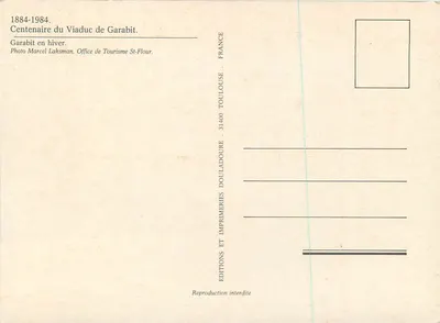 Viaduc de Garabit — Centenario 1884-1984 — Éditions Toulouse — Rewers