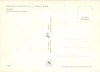 BANDOL — Promenade along the quays — Les Éditions S.I.R.A. Chrome, no. 1.288 — Back