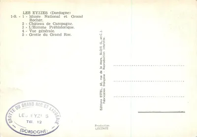 Les Eyzies — Recuerdo de Les Eyzies — Ediciones ESTEL — Reverso