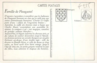 Trajes de Plougastral — Bretanha — Edição Spirale, coleção D.R. n° 15 — Verso