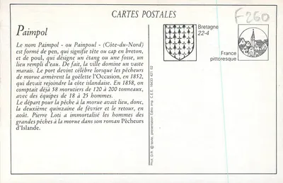 Paimpol — Um canto da Praça, Entrada da Rua da Igreja — Coll. B. Hamonic, Si B. — Verso