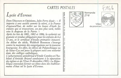 Lycée d'Évreux — A Cour dos Grandes — Editor C.E.E. n° 27-8 — Verso