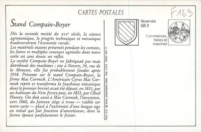 Stand Compain-Boyer — Máquinas agrícolas — Compagnie Compain-Boyer, Nevers — Verso