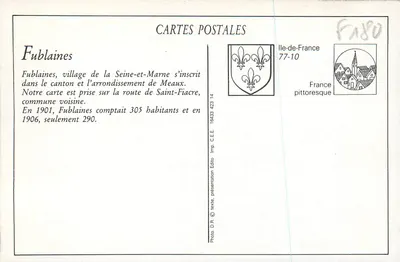 Fublaines — Estrada de Saint-Fiacre — Edit. Michel — Verso