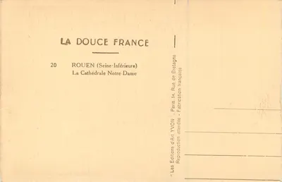 Rouen — Catedral de Nossa Senhora — Edições de Arte YVON — Verso