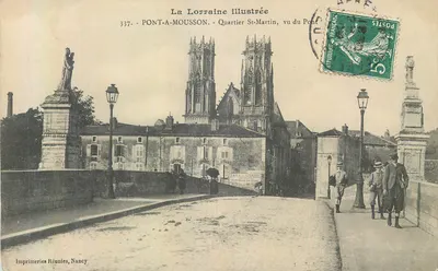 Pont-a-Mousson - Bairro de St-Martin, vista do Ponte — La Lorraine illustrée, n°337, Imprimeries Réunies, Nancy