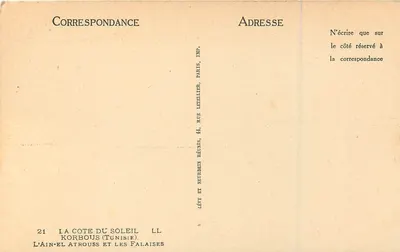 A Costa do Sol — Korbous (Tunísia) — Lévy e Neurdein Reunidos, Paris — Verso