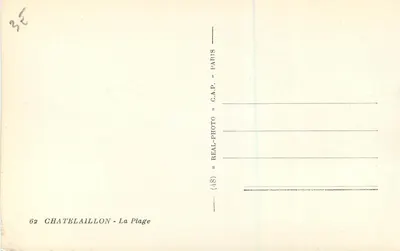 Châtelaillyon — A Praia — editor C.A.P. n° 62 — Verso