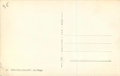 Châtelaillyon - A Praia — « REAL-PHOTO » C.A.P. — Paris — Verso