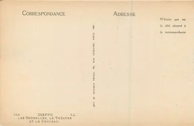 Dieppe — As Torres e o Castelo — Imp. Lef tellier, Paris — Verso