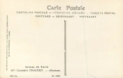 Portret młodej kobiety — wydawca Salons de Paris, nr 6485 — Rewers