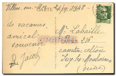 Villers-sur-Mer - La Spiaggia - The Beach — Carta postale n°18, edita da La Cigogne — Verso