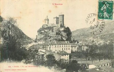 Bilhete postal antigo Foix Vista de Montcaux L'Ariege