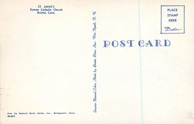 St. Anne's Roman Catholic Church — Bristol, Conn. — Made by Dexters Press, Inc. — Back