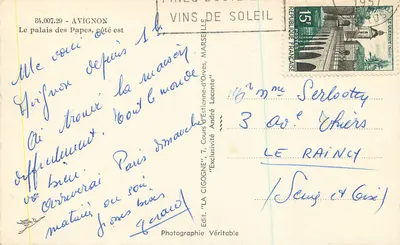 Avignon — Het paleis van de Paus, oostzijde — Uitg. 'LA CIGOGNE' — Achterkant