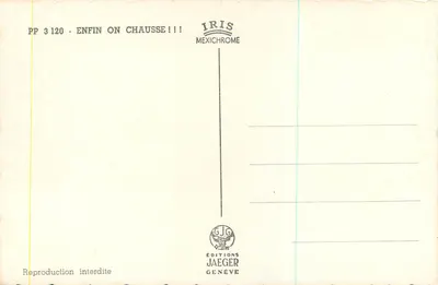 Alpinisti di sci ai piedi di un ghiacciaio — Éditions Jaeger, n° PP 3120 — Verso