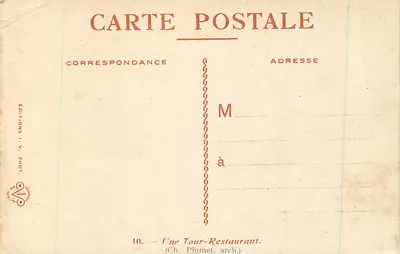 Uma Torre-Restaurante — Paris — Éditions I.V. Phot. n°10 — Verso