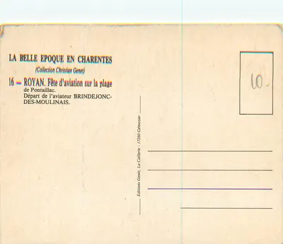 Odejście pilota z Brindejong-des-Moulinais — Royan-Pontaillac — 1. Wystawa kartofilijna — 3 lutego 1980 — Rewers