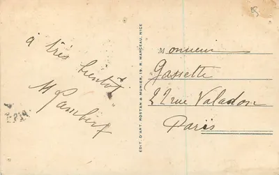 Beaulieu - Port. Zatoka RM — seria 1007, wydawca R. Munier & Cie, Nice — Rewers