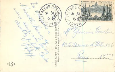 El Castillo d'If — Escaleras de la Estación — Muelle de los Belgas — El Pequeño Niza — Recuerdo de Marsella — Reverso
