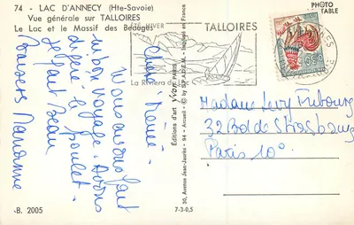 Lago de Annecy — Vista geral sobre Talloires — Edições Jean-Jaurès — Verso