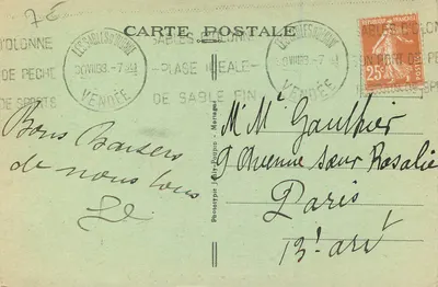 Les Sables d'Olonne (Vendée) — Plaża — Fototypia Joly-Poupin — Rewers