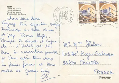 Piazza di Trinità dei Monti — escadas e obélisco — editor pama-graphicolor, n° 931 — Verso