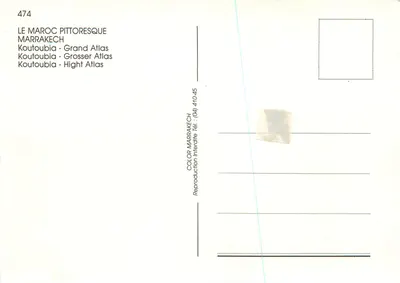 Koutoubia - Grand Atlas — Het pittoorijke Marokko — COLOR MARRAKECH, n°474 — Achterkant