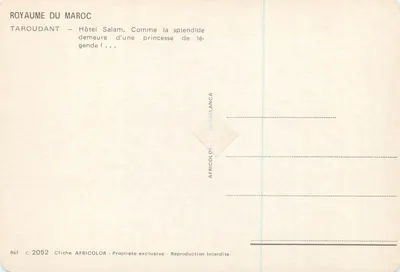 Taroudant — Hotel Salam — editor Africolor, n° de série C 2052 — Verso