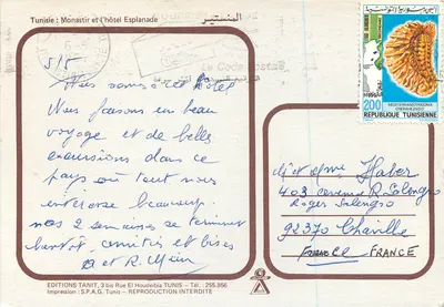 Monastir — Hotel Esplanade e fortaleza — Edições Tanit — Verso