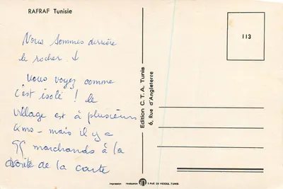 Isola rocciosa isolata — Tunisia — Edizione C.T.A. Tunis — Verso