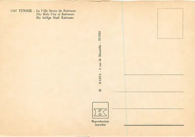 Kairouan — A Cidade Santa de Kairouan — KAHLIA, editor, n° 1707 — Verso
