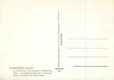 NARBONNE — stad van kunst en geschiedenis — Editeurs Studio Henry, 27, C° de la République, Narbonne — Achterkant
