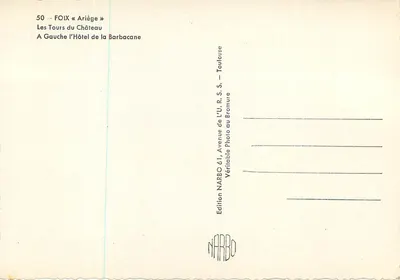 Wieża Zamek Barbacane — Foix, Ariège — Wydawnictwo Narbo — Rewers