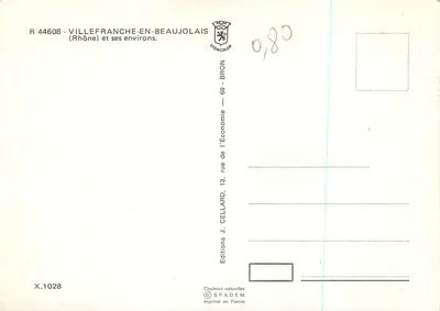 Villefranche-en-Beaujolais — Centrum pielgrzymek ku Bazylice w Ars i Kaplicy w Bronilly — Wydawnictwo J. Cellard — Rewers