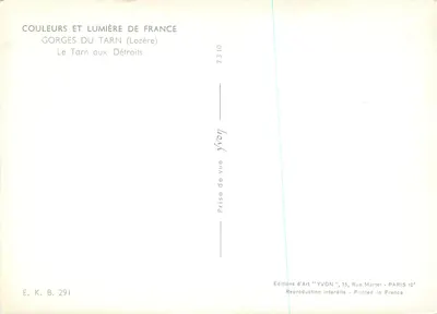 Góry Tarn (Lozère) — Tarn w Przełomach — Wydawnictwo Sztuki YVON — Rewers