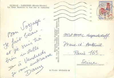 A Torre Navarre e vista para o camping — Langres (Haute-Marne) — Edições 'La Cigogne' — Verso