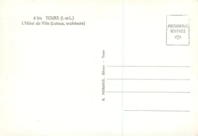 Hôtel de Ville de Tours — Laloux, arquiteto — R. Dorange, editor — Verso