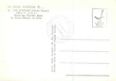 Przełęcz Zoard — Wysokie Alpy — Wydawnictwo Lapie Service Aérien — Rewers