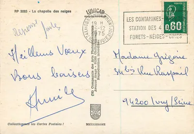 A capela das neves — Les Contamines-Mont-Blanc — editada por LUMICAP — Verso