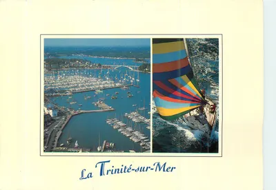 La Trinité-sur-Mer — porto e vela colorida — editor Couleurs de Bretagne, n°2830
