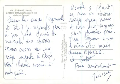 A Abadia de Haute-combe — vista sobre o lago do Bourget — SECA — Verso