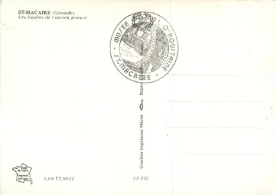 St-Macaire (Gironde) — Wykopaliska dawnego klasztoru — Wydawca: Combier, Mâcon — Rewers