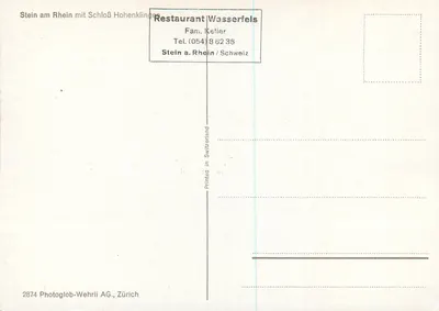 Stein am Rhein — widok zamek Hohenklingen — Photoglob-Wehrli AG, Zürich — Rewers