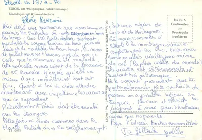 Strobl am Wolfgangsee — Instalações do lago com escola de esqui aquático — editor SB 10075 — Verso