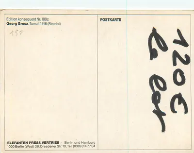 Tumulto — Georg Grosz, 1916 — Edição konsequent Nr. 100c — Verso