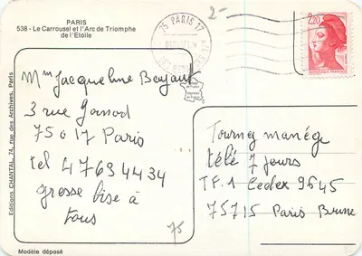 Paryż - Le Carrousel — Arc de Triomphe de l'Étoile — Wydawnictwo IRIS — Rewers
