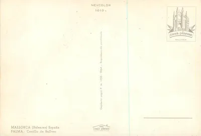 Château de Bellver — Mallorca (Baleares), Espagne — éditeur Casa Planas, n° 1010A — Rewers